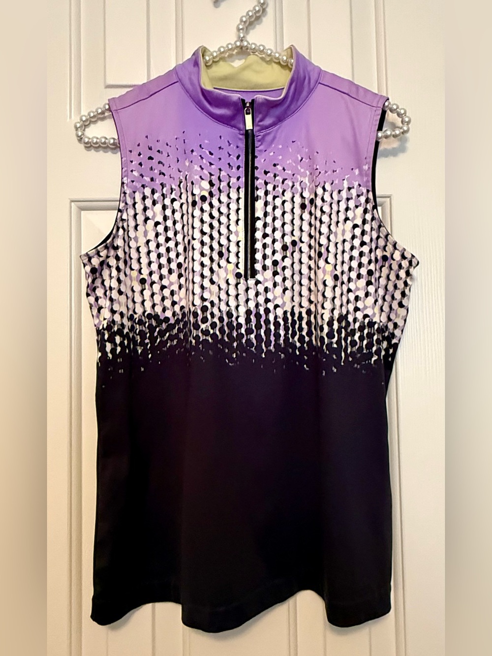Sleeveless zip top - Tail - medium - Purple Black Dot Ombre - Golf Polo 1/4 Zip